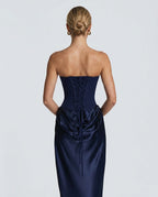 EVIE | Lace-Up Corset Strapless Maxi Dress