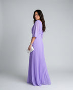 EVIE | V-Neck Short Sleeve Pleated Maxi Dress
