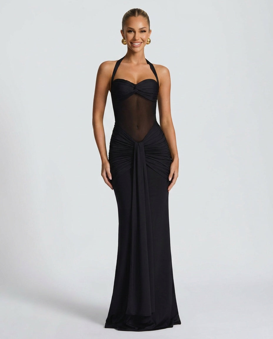 EVIE | Halter Neck Backless Maxi Dress