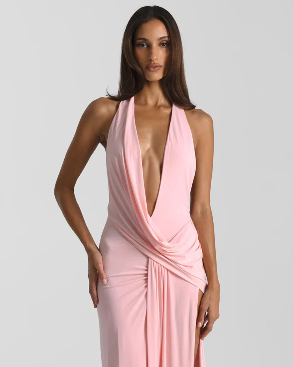 EVIE | Halter Neck Backless Wrap Maxi Dress