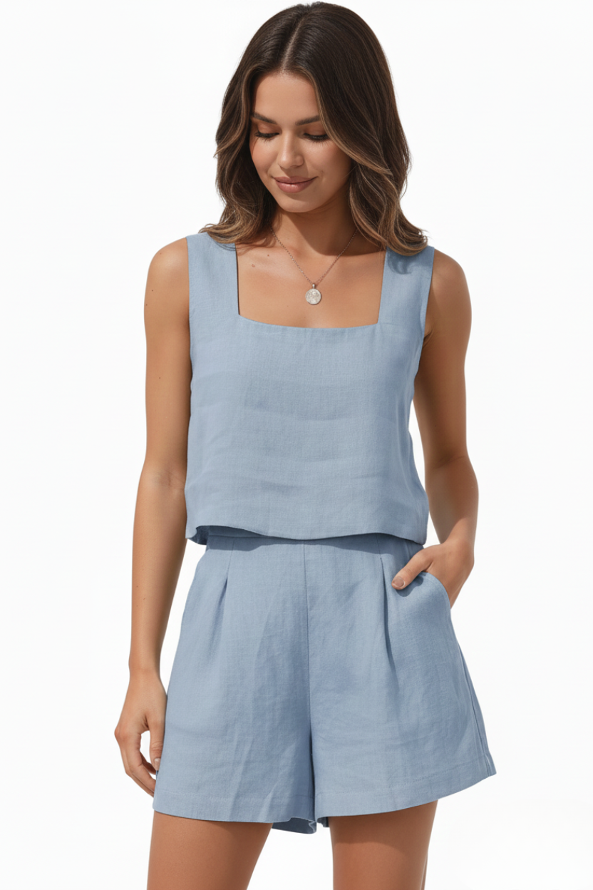EVIE | Linen Blend Sleeveless Co-ord Set