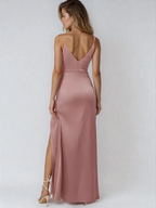 EVIE | Satin-Look Sleeveless Side Split Maxi Dress