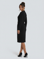EVIE | Belted Wrap Long Sleeve Midi Dress