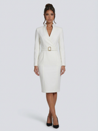 EVIE | Belted Wrap Long Sleeve Midi Dress