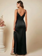 EVIE | Satin-Look Sleeveless Side Split Maxi Dress