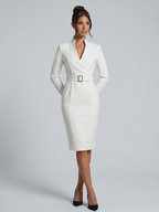 EVIE | Belted Wrap Long Sleeve Midi Dress