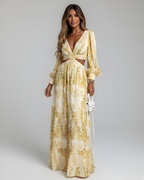 EVIE | Long Sleeve Cut-Out Waist Tiered Maxi Dress