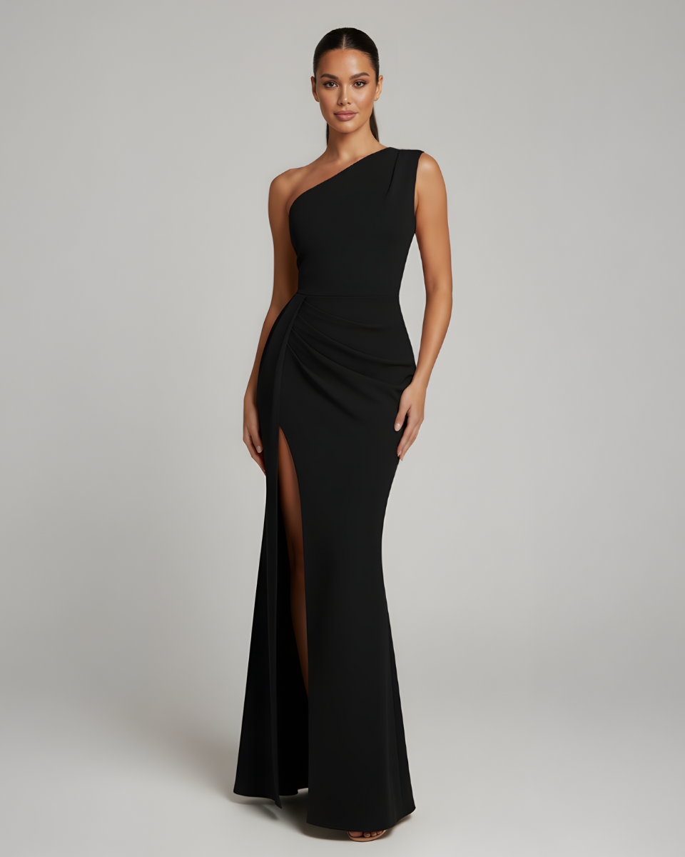 EVIE | One Shoulder Front Slit Maxi Dress