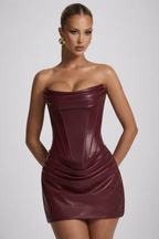 EVIE | Strapless Draped Skirt Bodycon Mini Dress