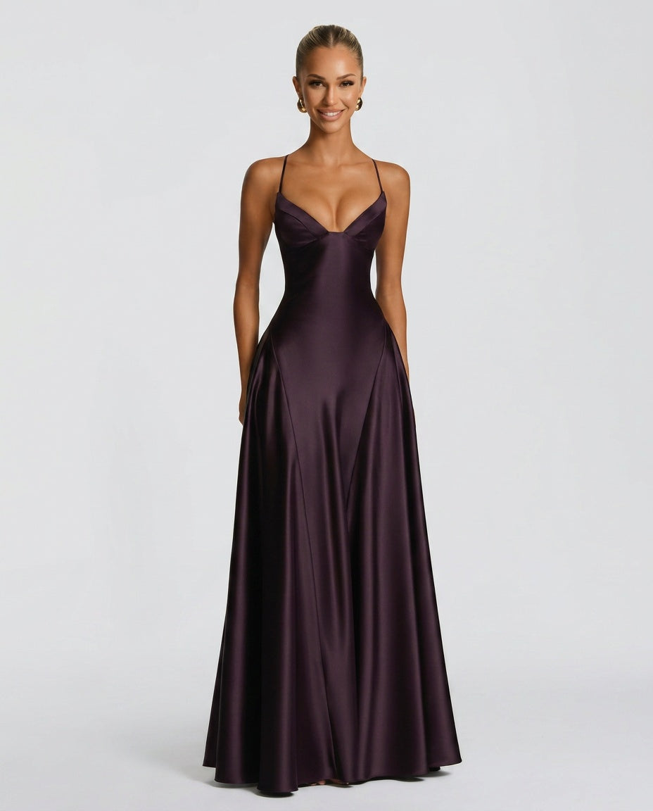 EVIE | Ruched Spaghetti Strap Maxi Dress