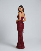 EVIE | Sequin Tie-Up Square Neck Maxi Dress