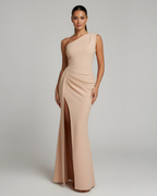 EVIE | One Shoulder Front Slit Maxi Dress