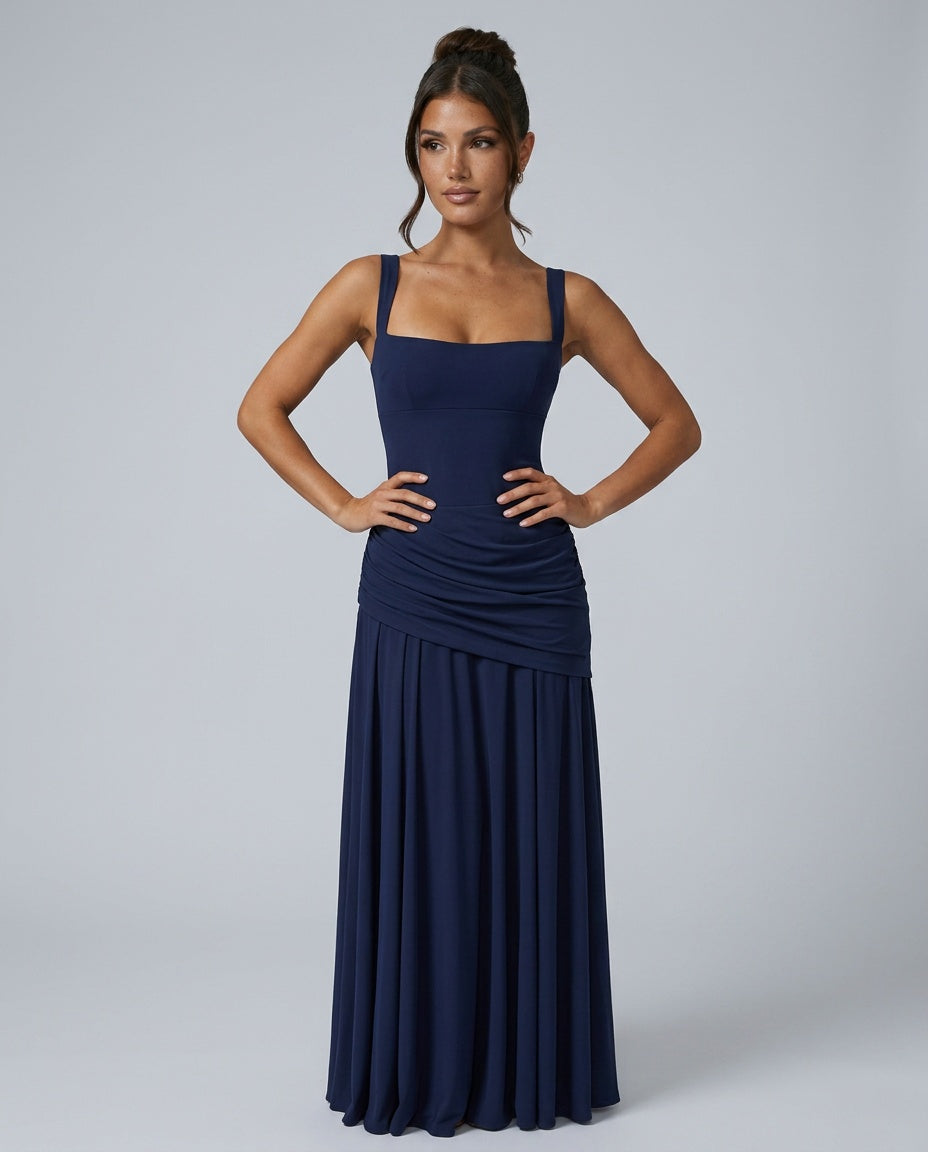 EVIE | Square Neck Backless Bodycon Maxi Dress