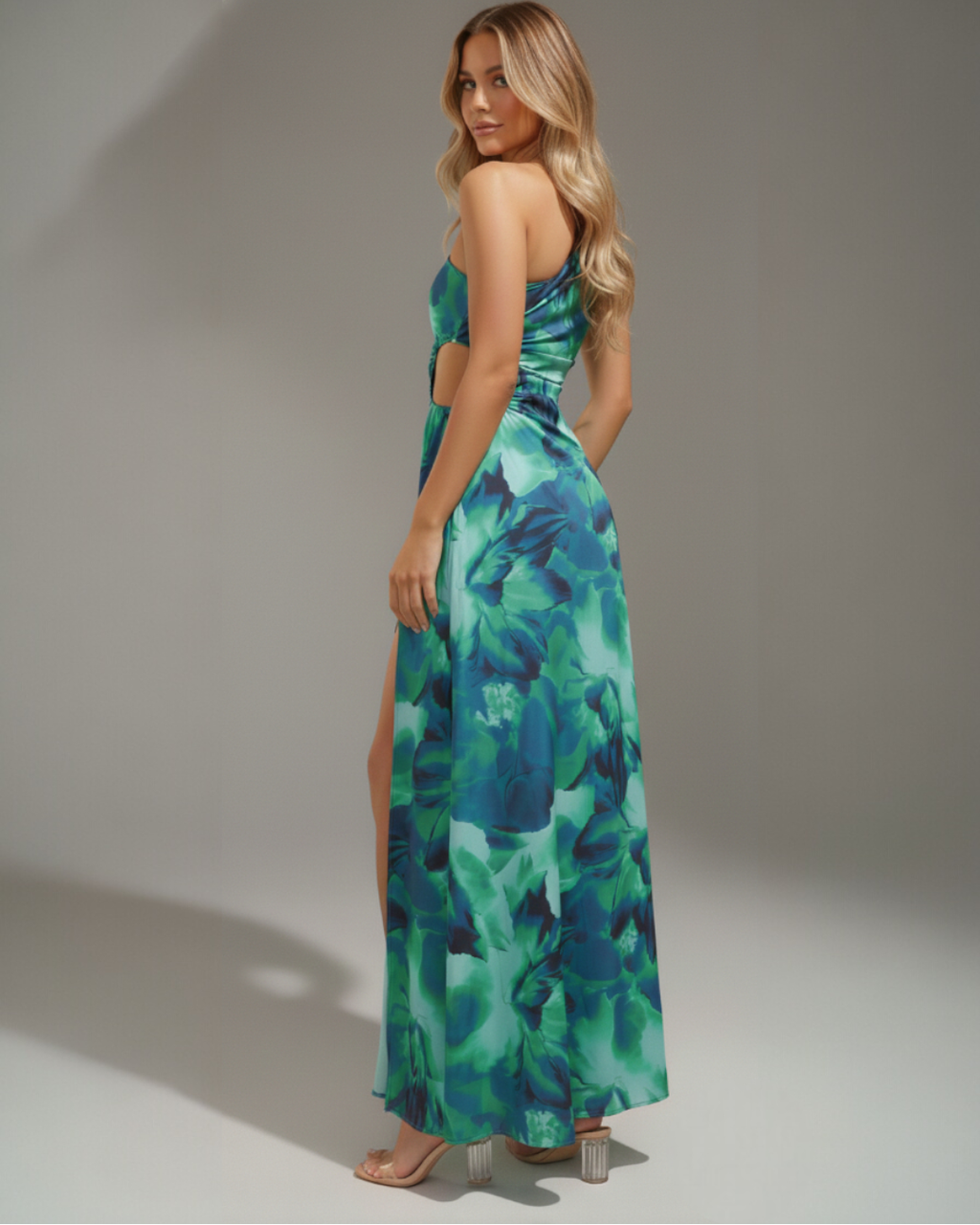 EVIE | Floral One Shoulder Side Slit Maxi Dress