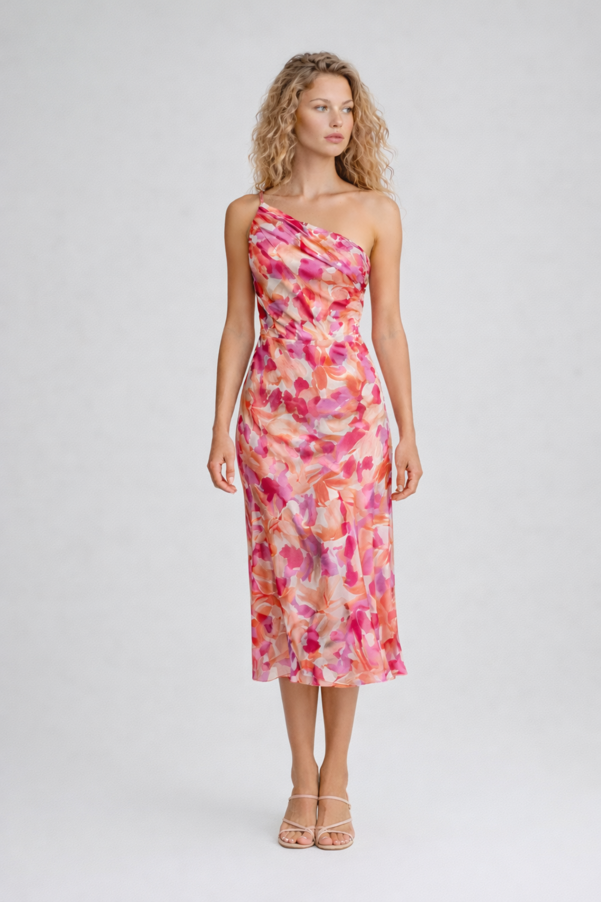 EVIE | One Shoulder Floral Midi Dress
