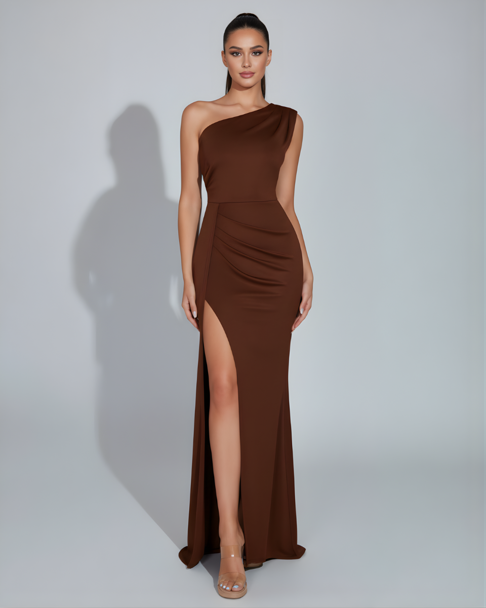 EVIE | One Shoulder Front Slit Maxi Dress