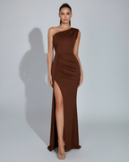 EVIE | One Shoulder Front Slit Maxi Dress