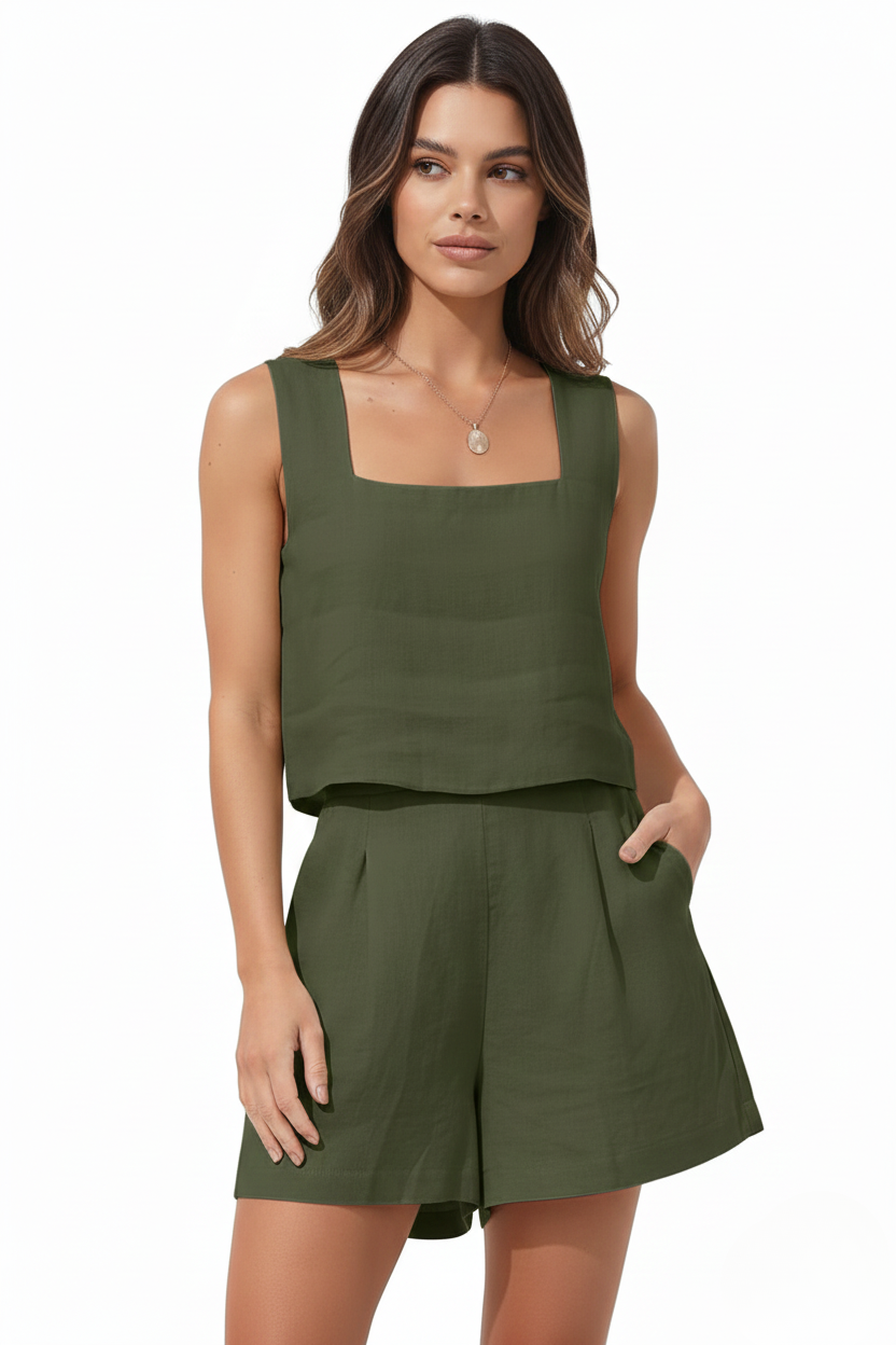 EVIE | Linen Blend Sleeveless Co-ord Set