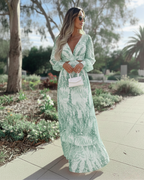 EVIE | Long Sleeve Cut-Out Waist Tiered Maxi Dress