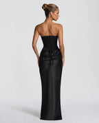 EVIE | Lace-Up Corset Strapless Maxi Dress