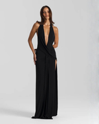 EVIE | Halter Neck Backless Wrap Maxi Dress