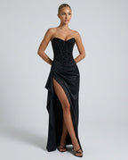EVIE | Beaded Corset Sleeveless Evening Maxi Dress