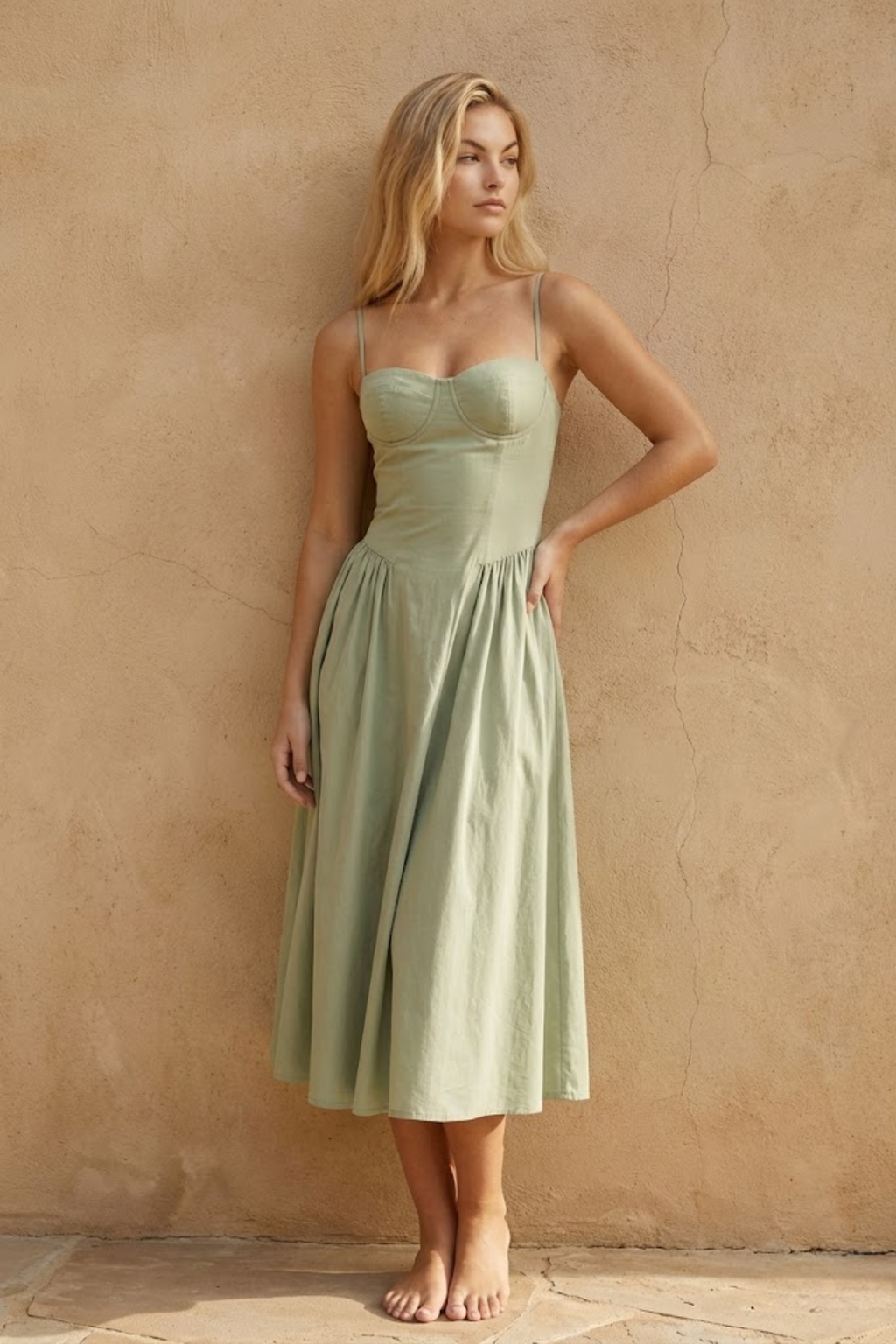 EVIE | Retro Sleeveless Midi Dress