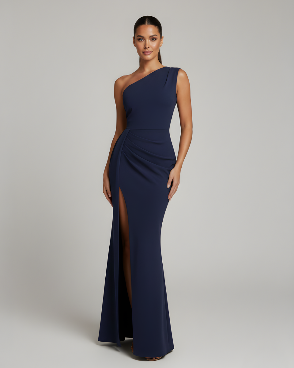 EVIE | One Shoulder Front Slit Maxi Dress