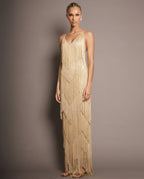 EVIE | Fringe Tiered V-Neck Cami Maxi Dress