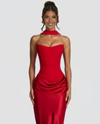 EVIE | Satin-Look Wrap Tie-Up Maxi Dress