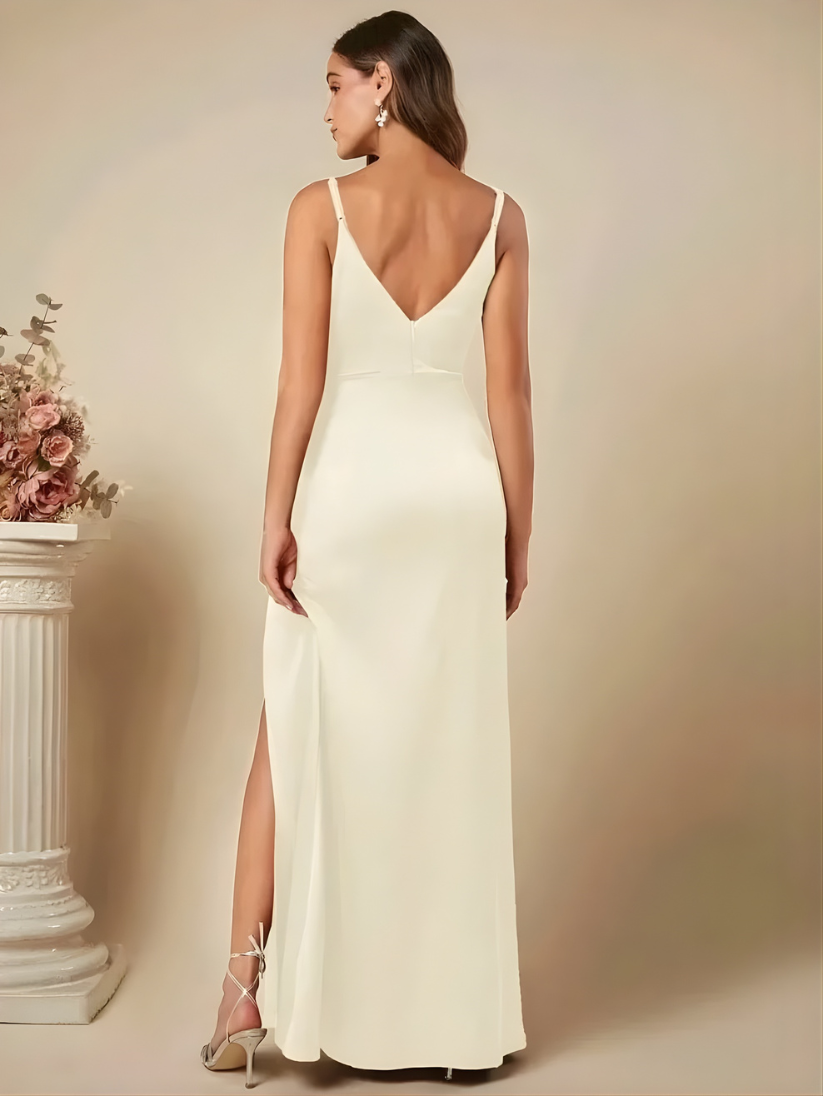 EVIE | Satin-Look Sleeveless Side Split Maxi Dress