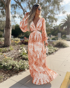 EVIE | Long Sleeve Cut-Out Waist Tiered Maxi Dress