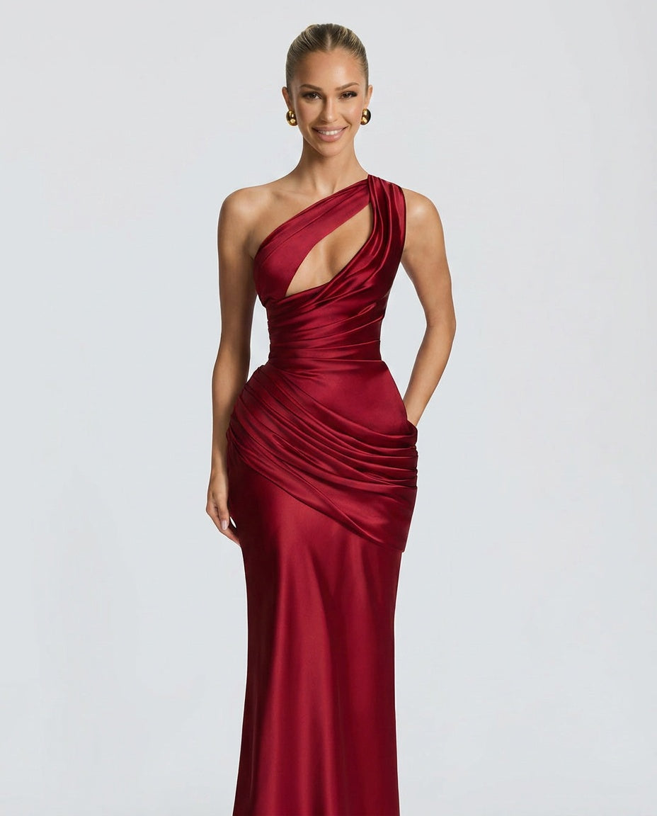 EVIE | Satin Cowl Neck Sleeveless Maxi Dress