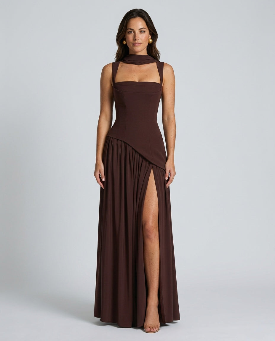 EVIE | Strapless Ruched Maxi Dress