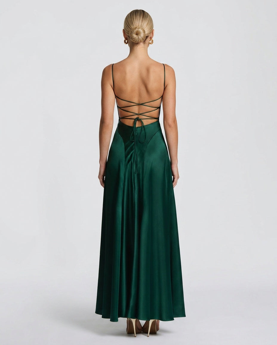 EVIE | Ruched Spaghetti Strap Bodycon Maxi Dress