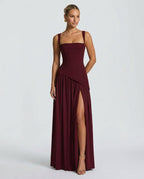 EVIE | Strapless Ruched Maxi Dress