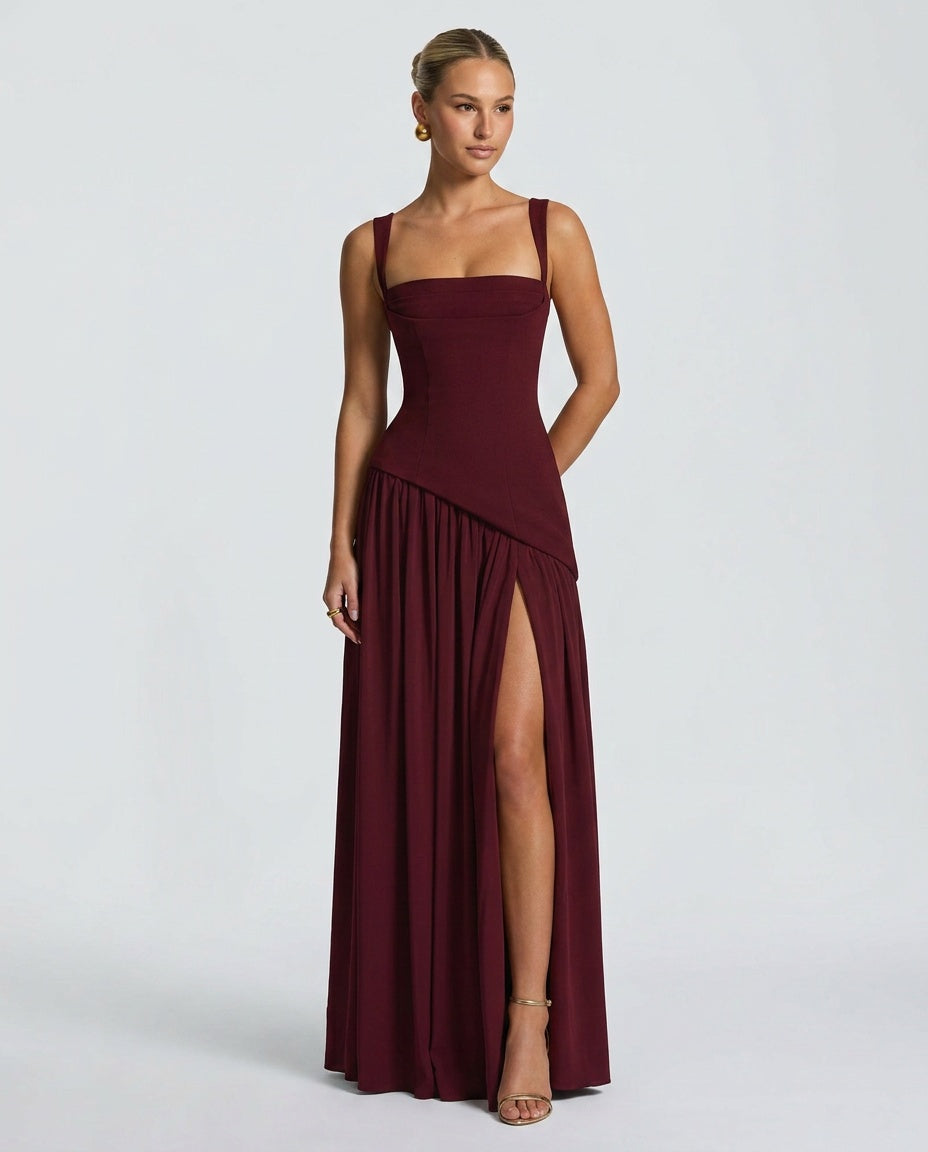 EVIE | Strapless Ruched Maxi Dress