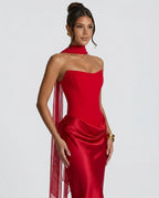 EVIE | Satin-Look Wrap Tie-Up Maxi Dress