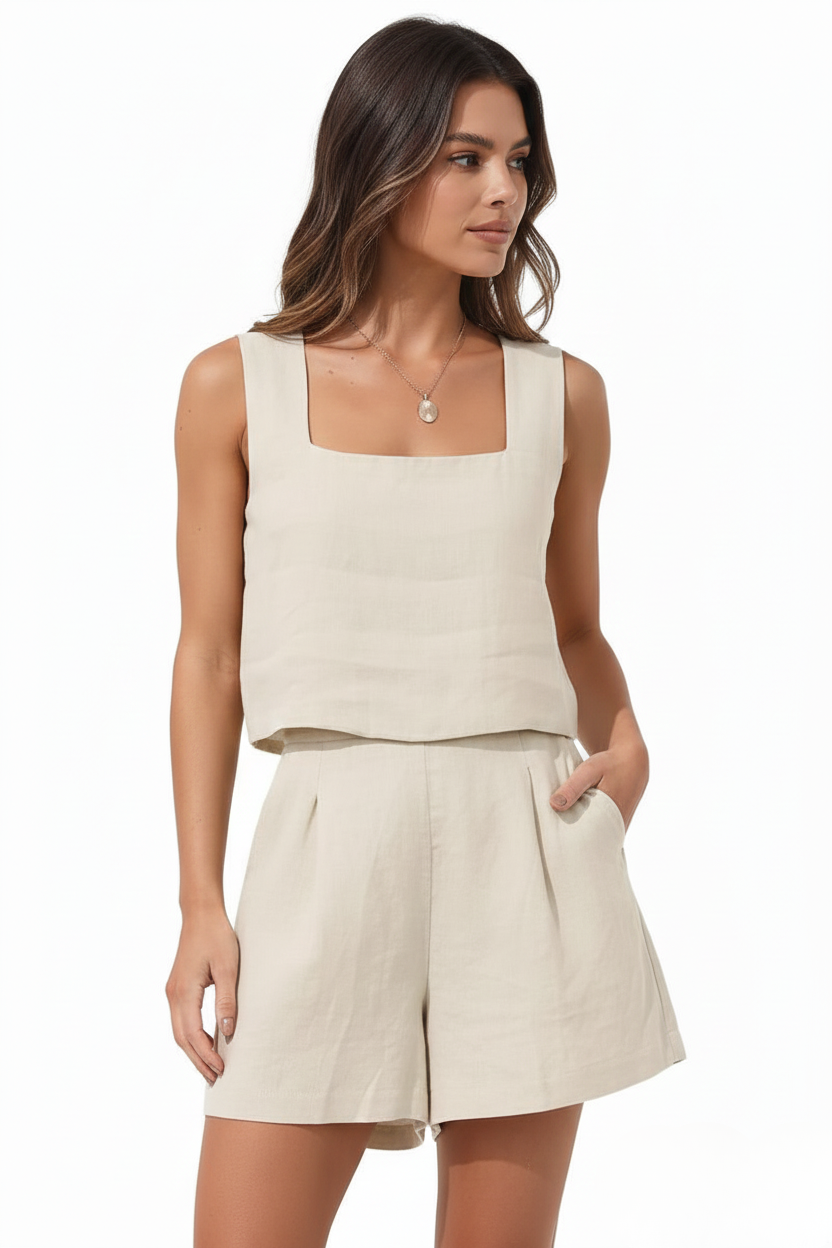 EVIE | Linen Blend Sleeveless Co-ord Set