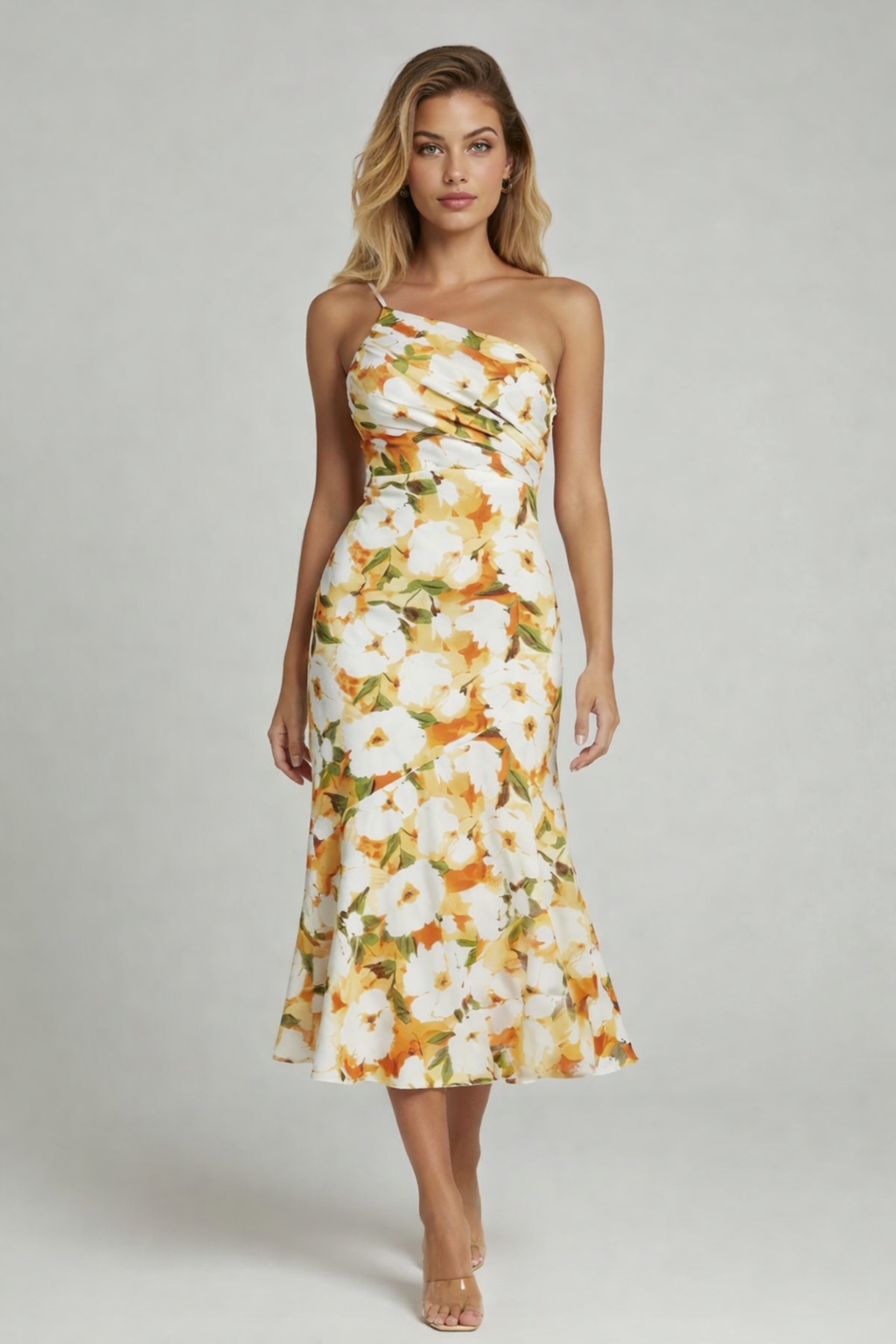 EVIE | One Shoulder Floral Midi Dress