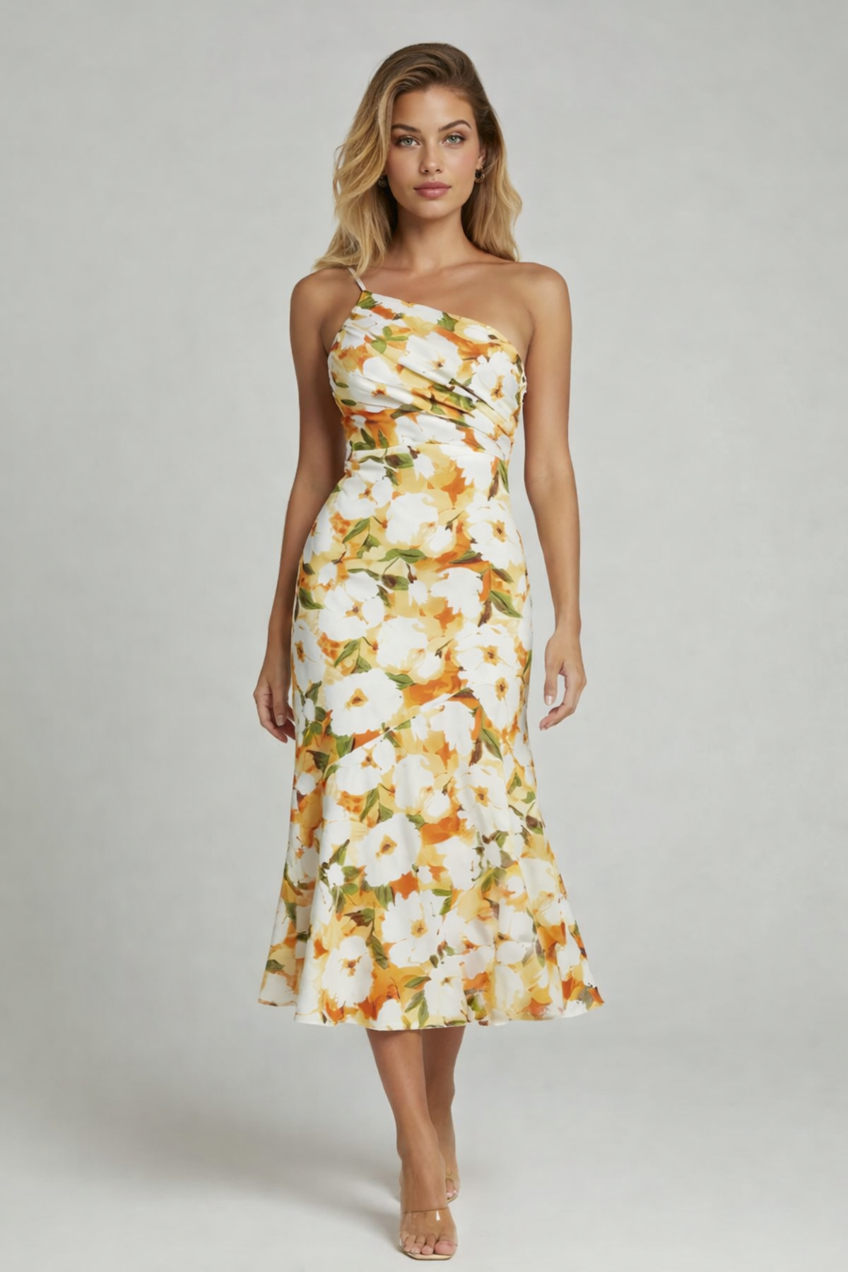 EVIE | One Shoulder Floral Midi Dress