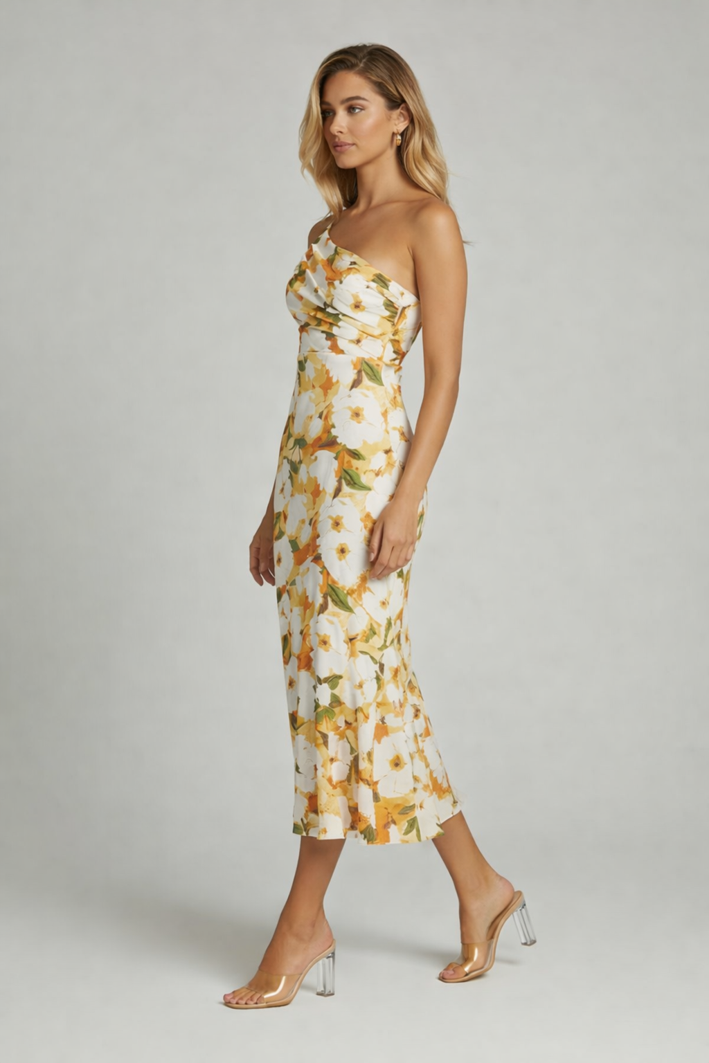 EVIE | One Shoulder Floral Midi Dress