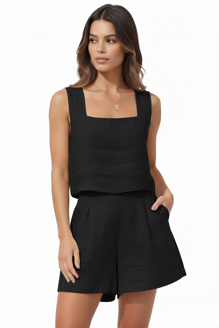 EVIE | Linen Blend Sleeveless Co-ord Set