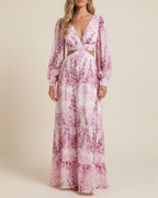 EVIE | Long Sleeve Cut-Out Waist Tiered Maxi Dress