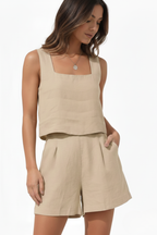 EVIE | Linen Blend Sleeveless Co-ord Set