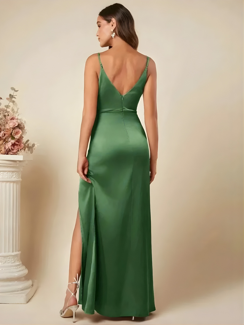 EVIE | Satin-Look Sleeveless Side Split Maxi Dress