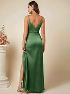 EVIE | Satin-Look Sleeveless Side Split Maxi Dress