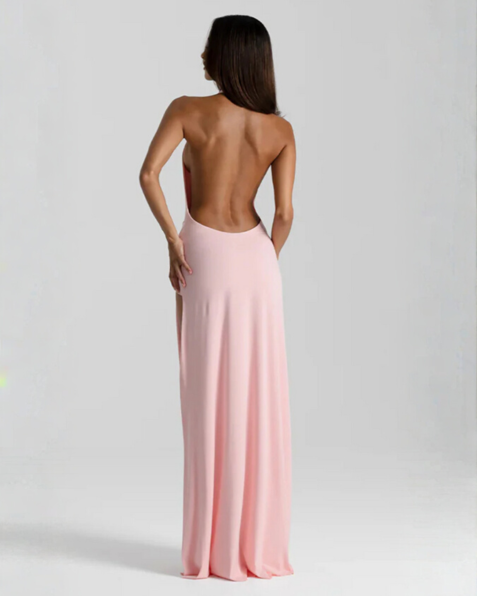 EVIE | Halter Neck Backless Wrap Maxi Dress