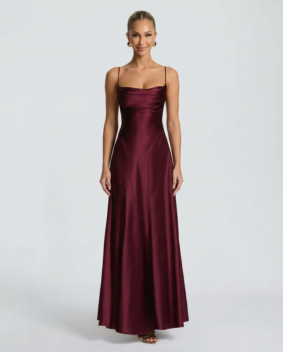 EVIE | Ruched Spaghetti Strap Bodycon Maxi Dress