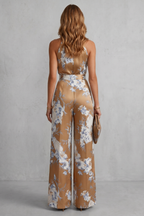EVIE | Floral Print Halter Wide Leg Jumpsuit